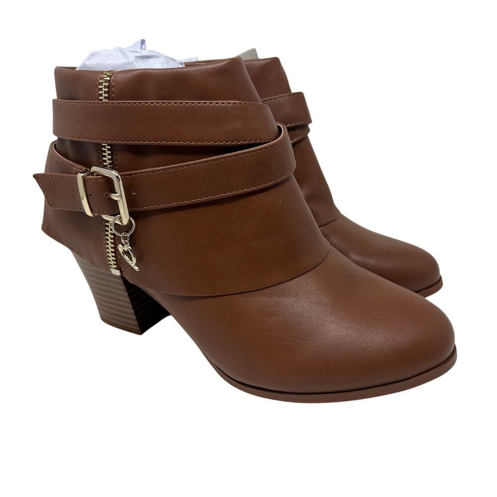 Thalia Sodi Brown Faux Leather Tully Bootie in Cognac 9.5 Wide